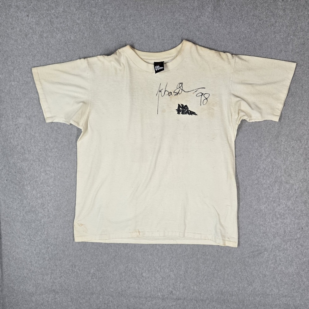 VINTAGE No Fear Men Shirt LARGE 90s USA Off-White Graphic Dog Distressed READ